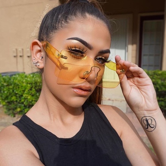 🍭"Candy Land" Rimless Square Sunglasses Aviators - Picture 5 of 5